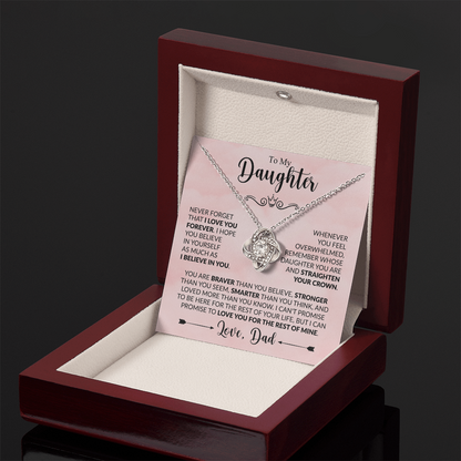 To My Daughter - Love Dad - Beautiful Gift Set - Love Knot Necklace -DLK021