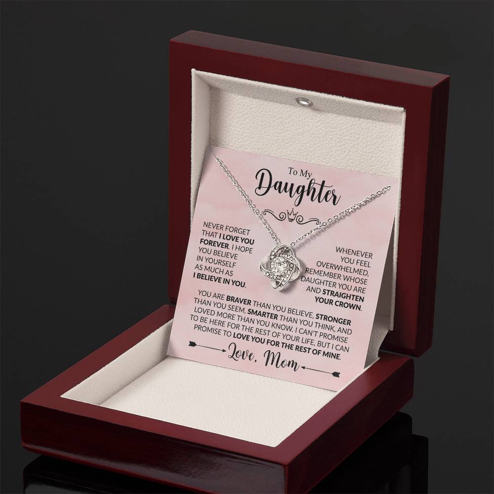 To My Daughter - Love Mom - Beautiful Gift Set - Love Knot Necklace -DLK022