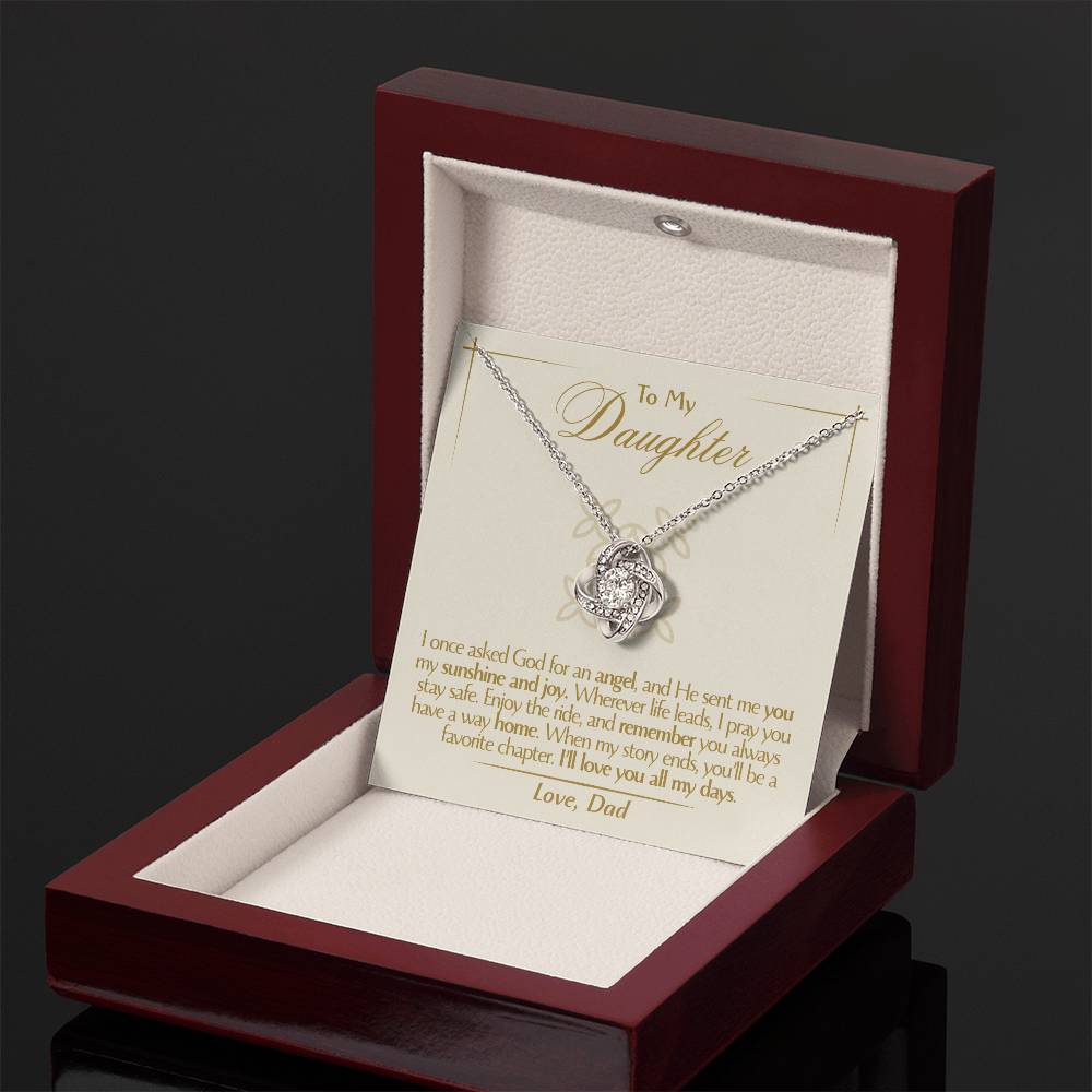 To My Daughter - Love Dad - Beautiful Gift Set - Love Knot Necklace -DLK016