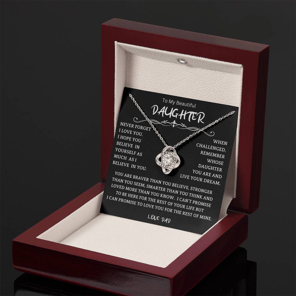To My Daughter - Love Dad - Beautiful Gift Set - Love Knot Necklace -DLK019