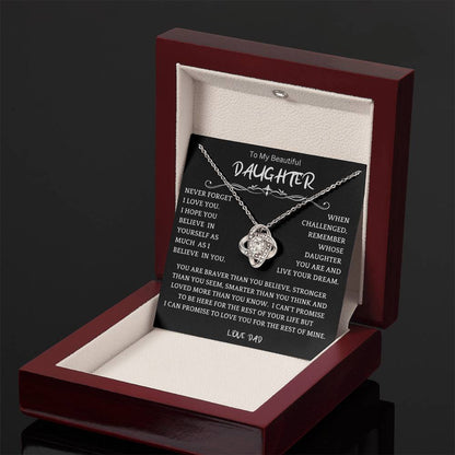 To My Daughter - Love Dad - Beautiful Gift Set - Love Knot Necklace -DLK019
