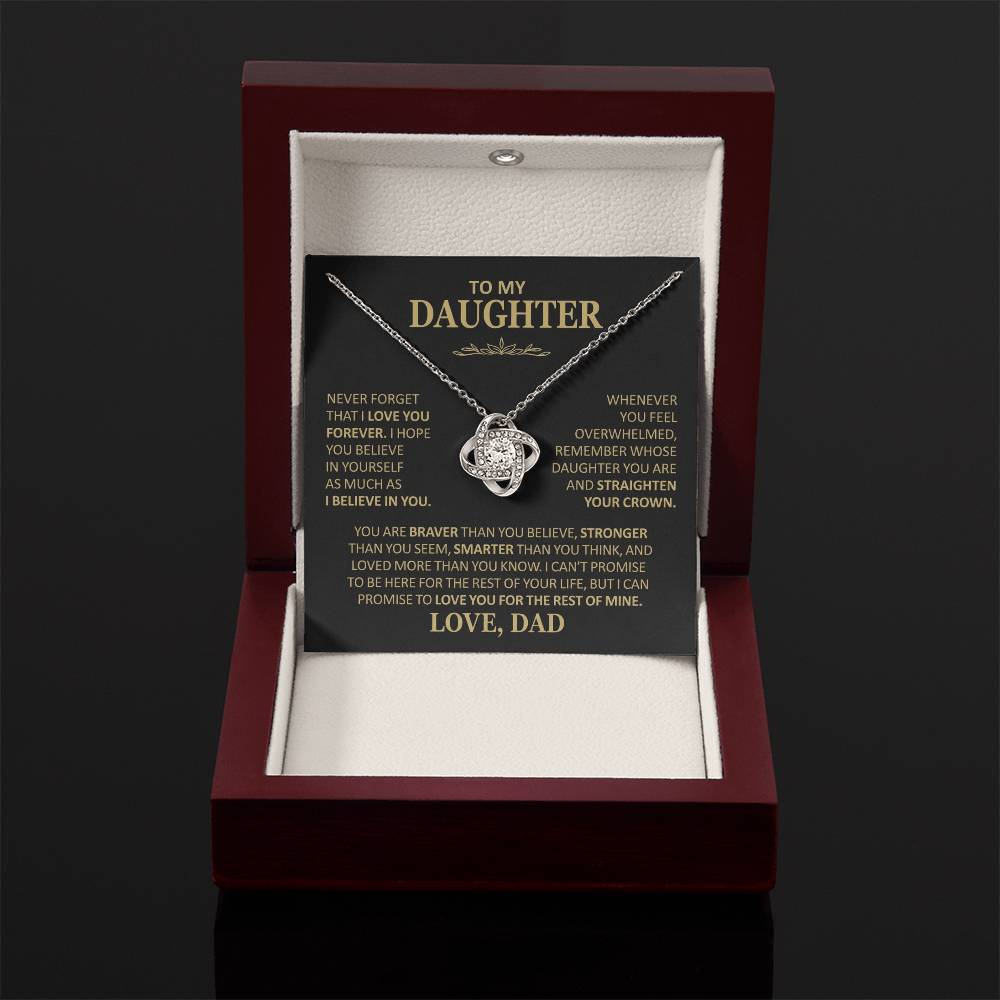 To My Daughter - Love Dad - Beautiful Gift Set - Love Knot Necklace -DLK020