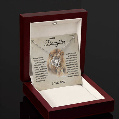 To My Daughter - Love Dad - Beautiful Gift Set - Love Knot Necklace -DLK011