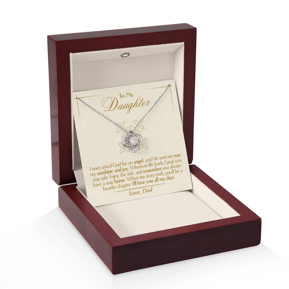 To My Daughter - Love Dad - Beautiful Gift Set - Love Knot Necklace -DLK016