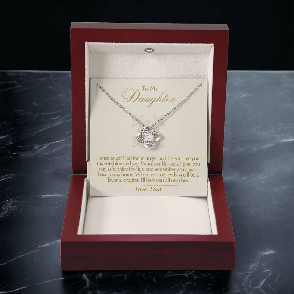 To My Daughter - Love Dad - Beautiful Gift Set - Love Knot Necklace -DLK016