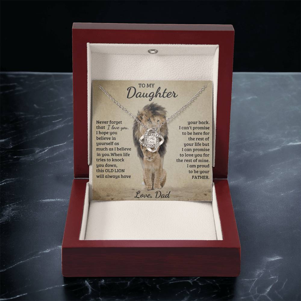 To My Daughter - Love Dad - Beautiful Gift Set - Love Knot Necklace -DLK018