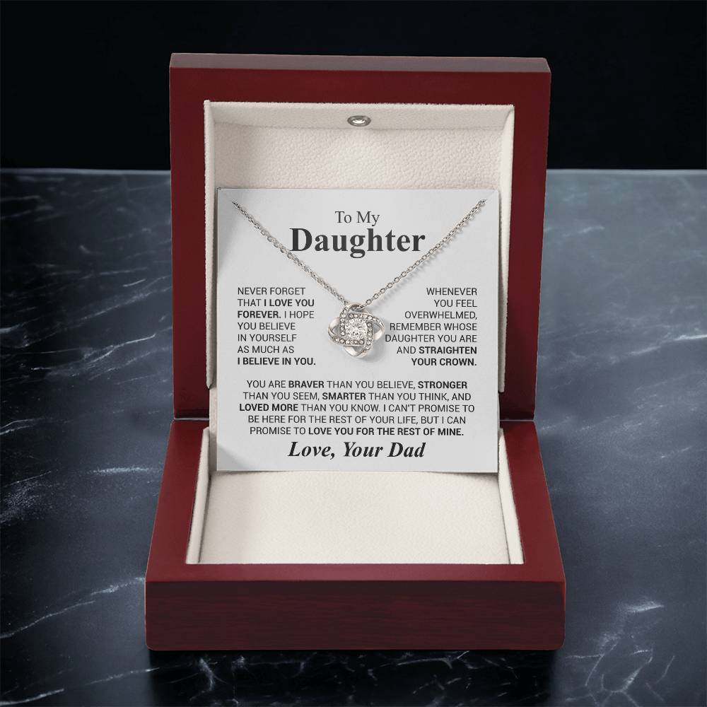 To My Daughter - Love Dad - Beautiful Gift Set - Love Knot Necklace -DLK023