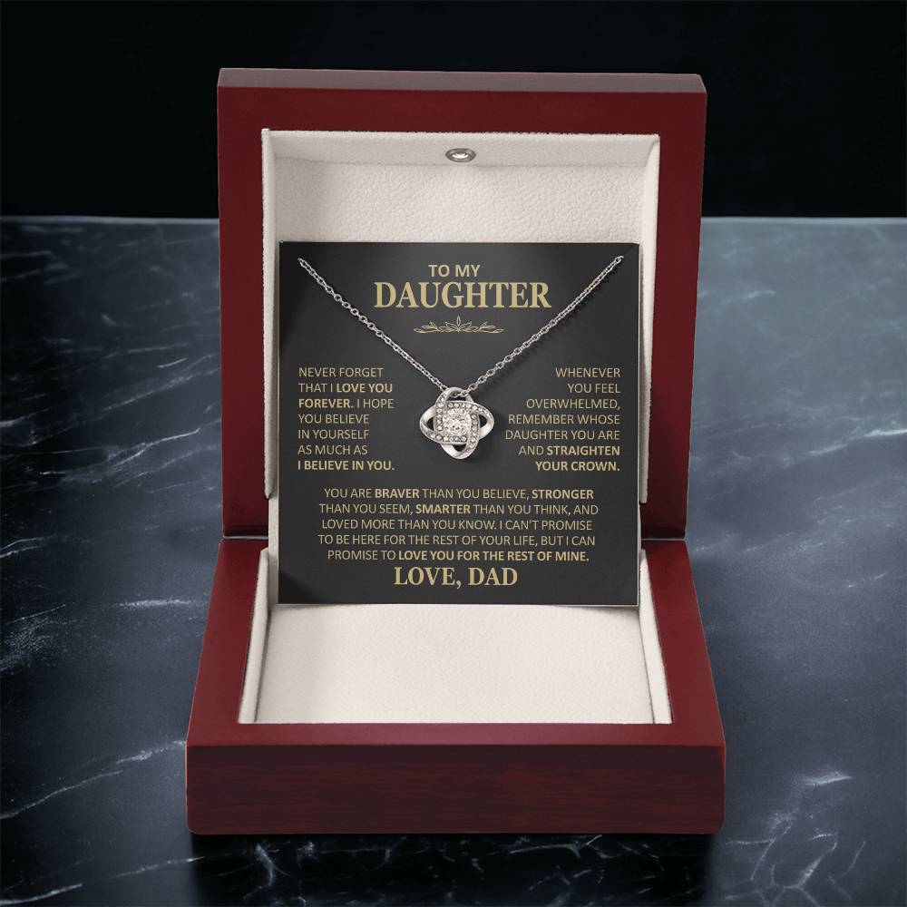 To My Daughter - Love Dad - Beautiful Gift Set - Love Knot Necklace -DLK020