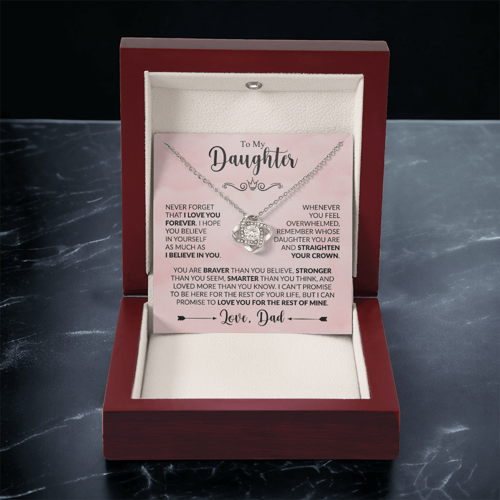 To My Daughter - Love Dad - Beautiful Gift Set - Love Knot Necklace -DLK021