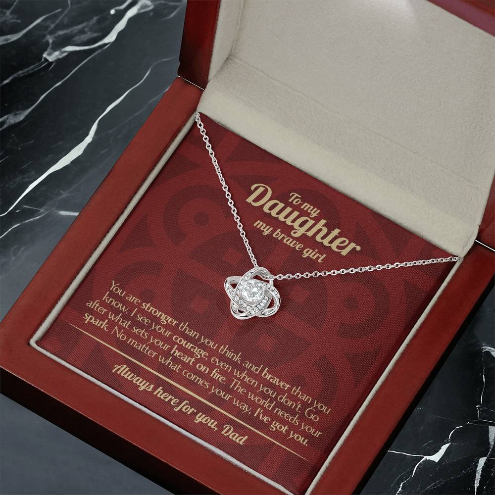 To My Daughter - Love Dad - Beautiful Gift Set - Love Knot Necklace -DLK003