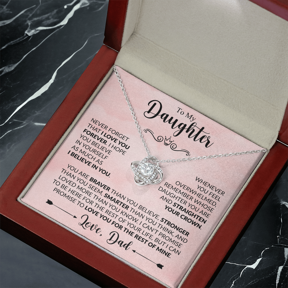 To My Daughter - Love Dad - Beautiful Gift Set - Love Knot Necklace -DLK021