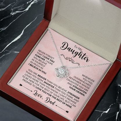 To My Daughter - Love Dad - Beautiful Gift Set - Love Knot Necklace -DLK021