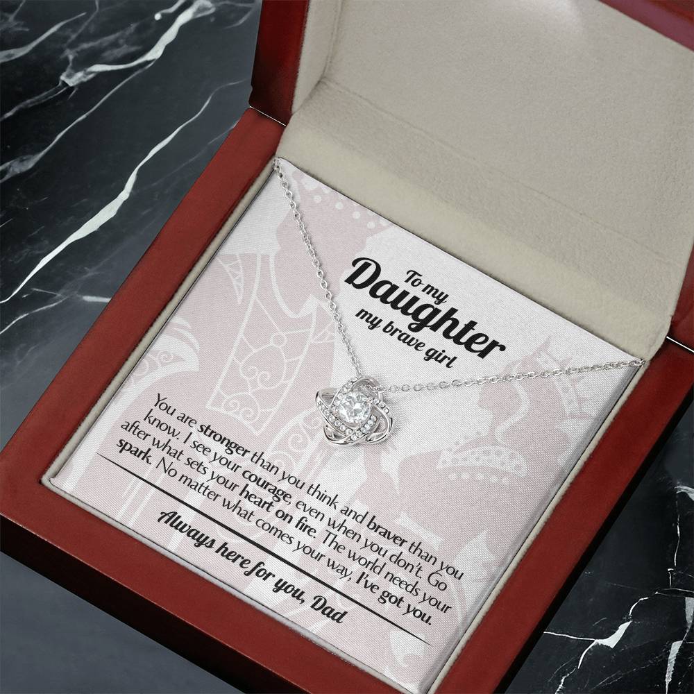 To My Daughter - Love Dad - Beautiful Gift Set - Love Knot Necklace -DLK017