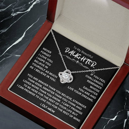 To My Daughter - Love Dad - Beautiful Gift Set - Love Knot Necklace -DLK014