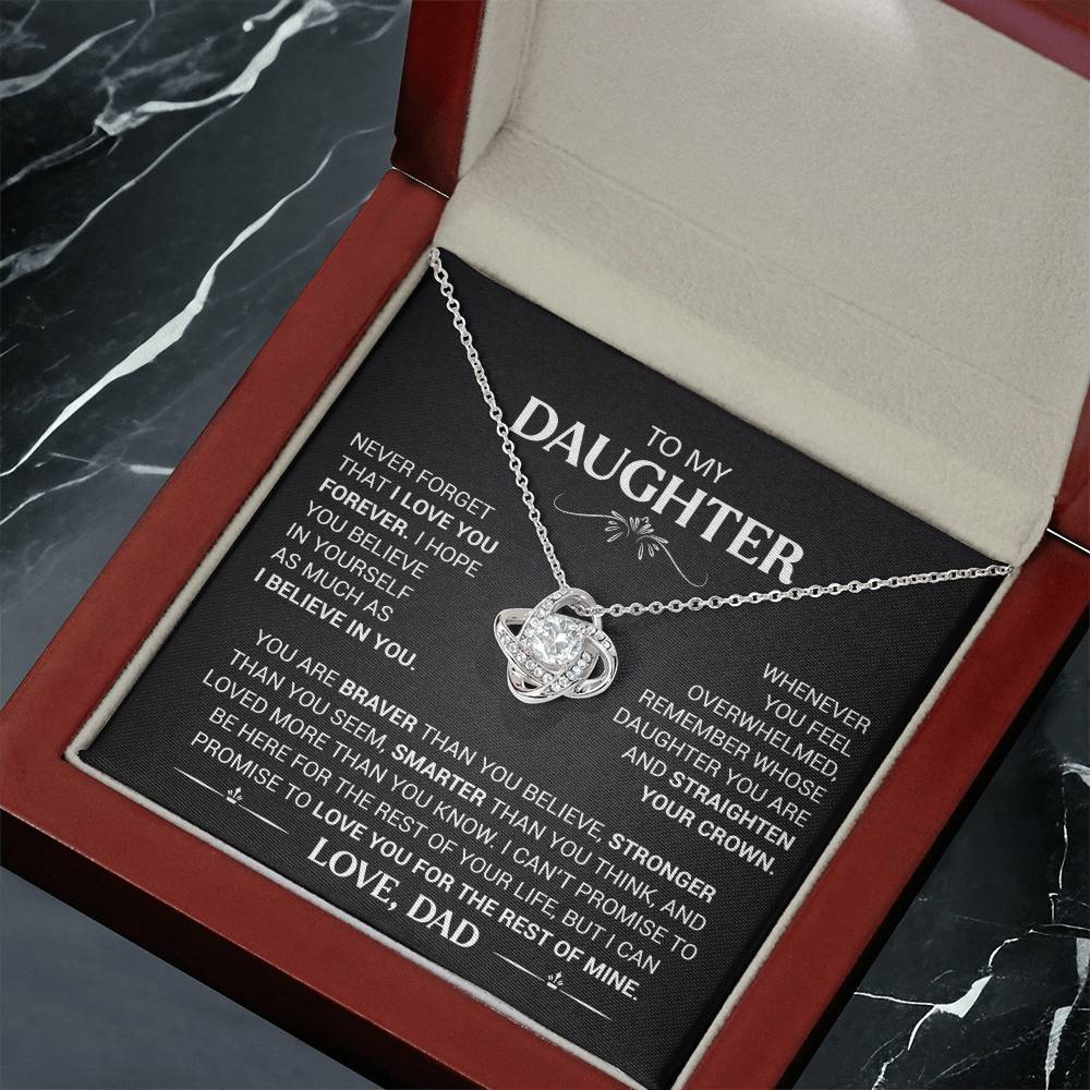 To My Daughter - Love Dad - Beautiful Gift Set - Love Knot Necklace -DLK013