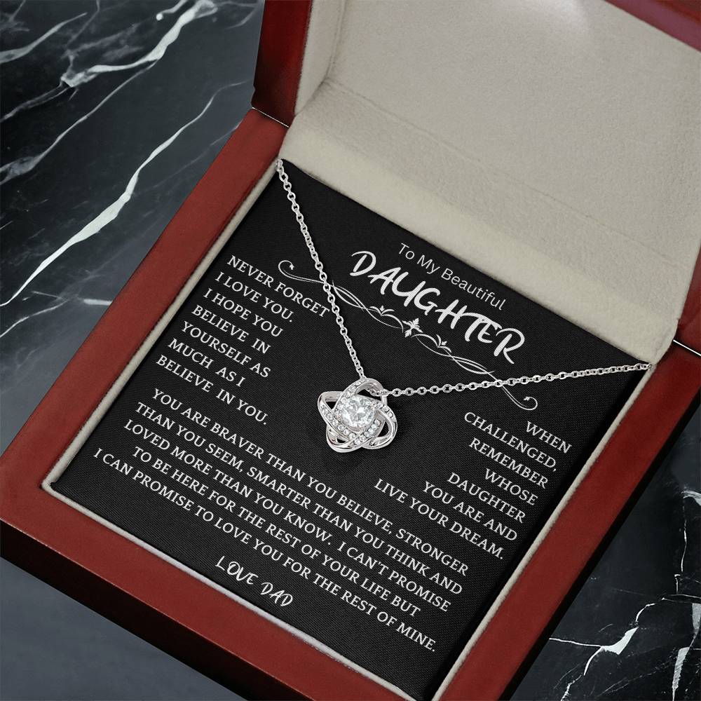 To My Daughter - Love Dad - Beautiful Gift Set - Love Knot Necklace -DLK019