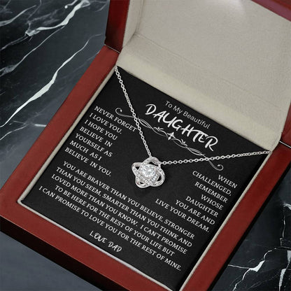 To My Daughter - Love Dad - Beautiful Gift Set - Love Knot Necklace -DLK019