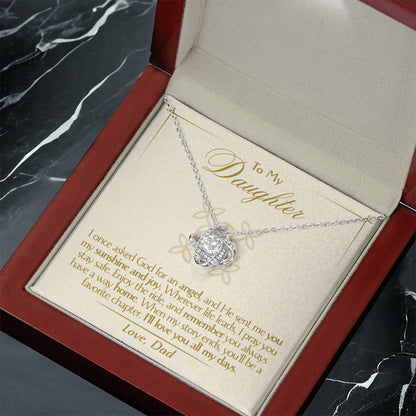 To My Daughter - Love Dad - Beautiful Gift Set - Love Knot Necklace -DLK016