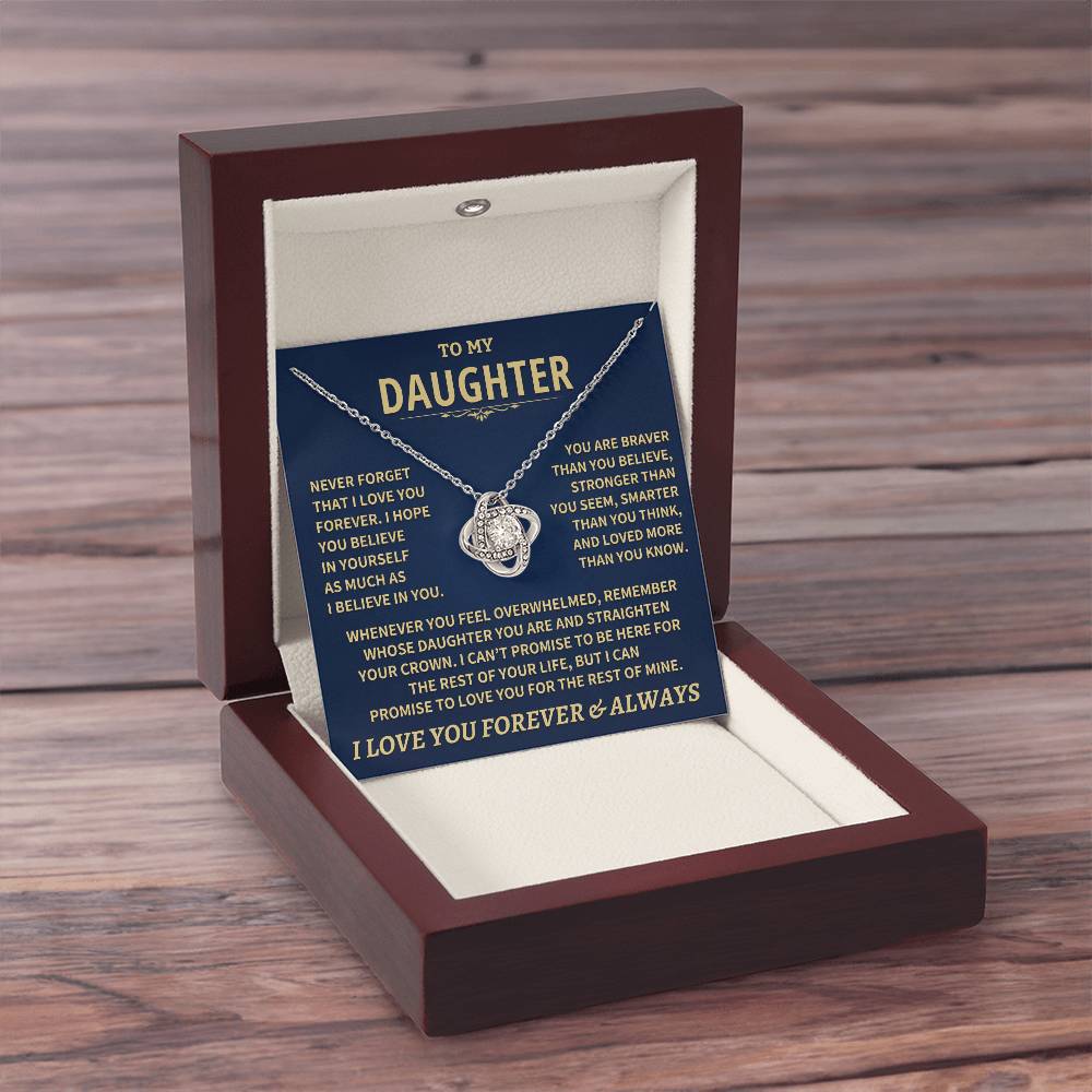 To My Daughter - Love Dad - Beautiful Gift Set - Love Knot Necklace -DLK007