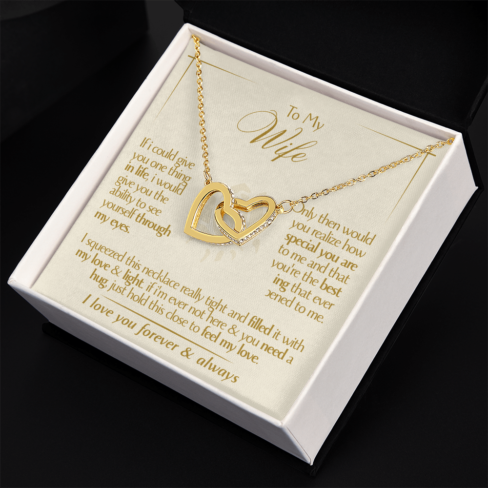 To My Wife - Beautiful Gift Set - Interlocking Hearts Necklace - WIH001