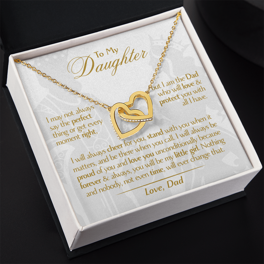 To My Daughter - Love Dad - Beautiful Gift Set - Interlocking Hearts Necklace - DIH001