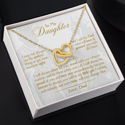 To My Daughter - Love Dad - Beautiful Gift Set - Interlocking Hearts Necklace - DIH001