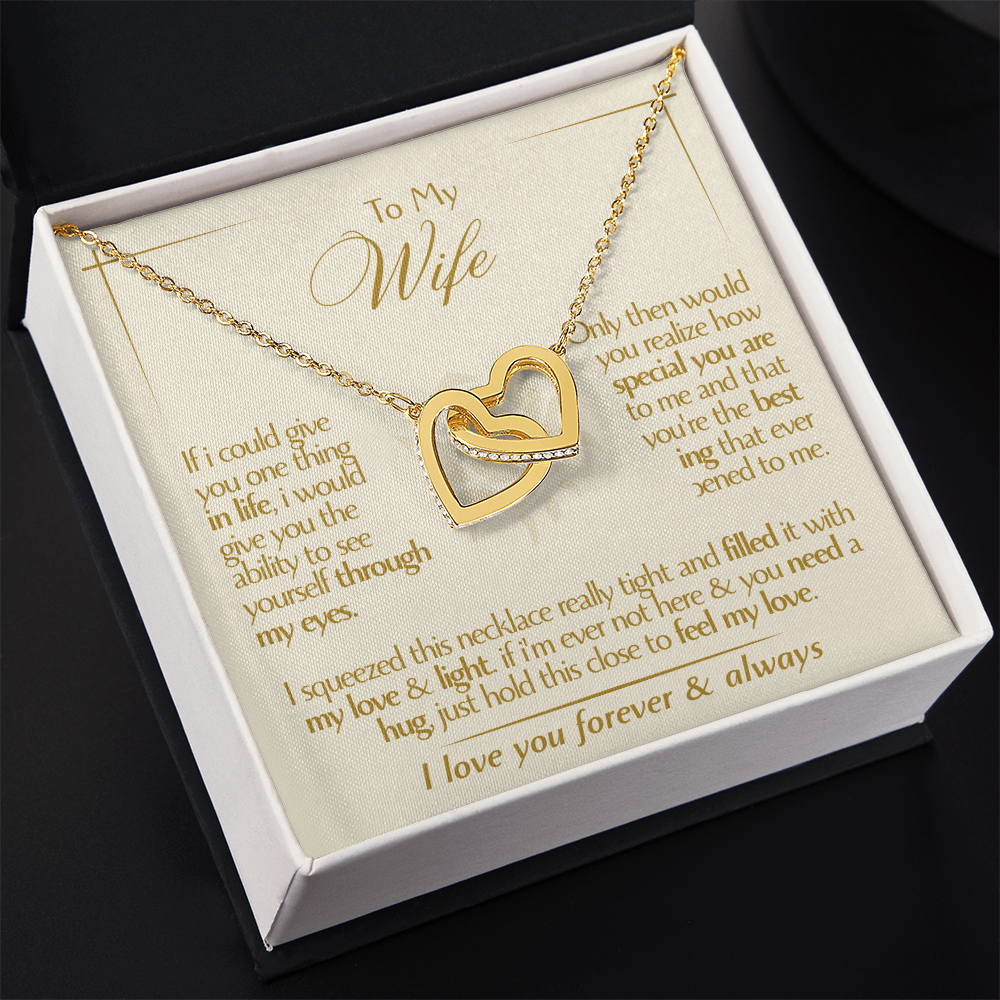 To My Wife - Beautiful Gift Set - Interlocking Hearts Necklace - WIH001