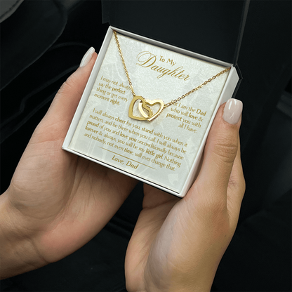To My Daughter - Love Dad - Beautiful Gift Set - Interlocking Hearts Necklace - DIH001