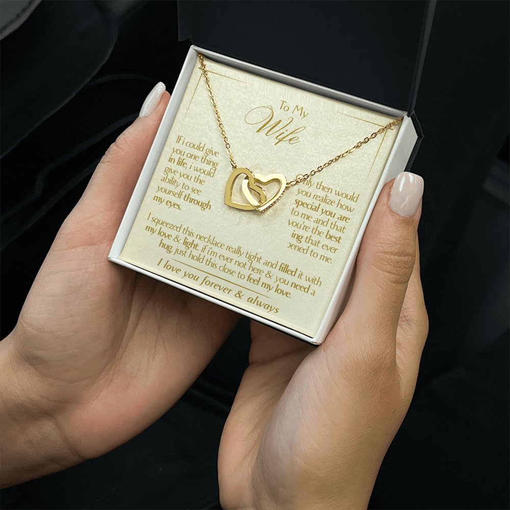 To My Wife - Beautiful Gift Set - Interlocking Hearts Necklace - WIH001