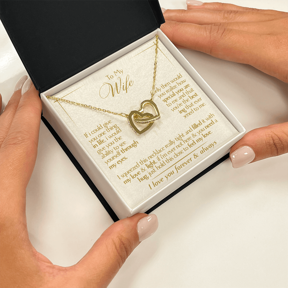 To My Wife - Beautiful Gift Set - Interlocking Hearts Necklace - WIH001