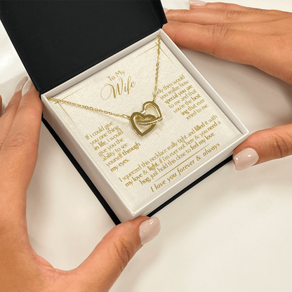 To My Wife - Beautiful Gift Set - Interlocking Hearts Necklace - WIH001