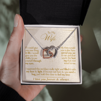 To My Wife - Beautiful Gift Set - Interlocking Hearts Necklace - WIH001