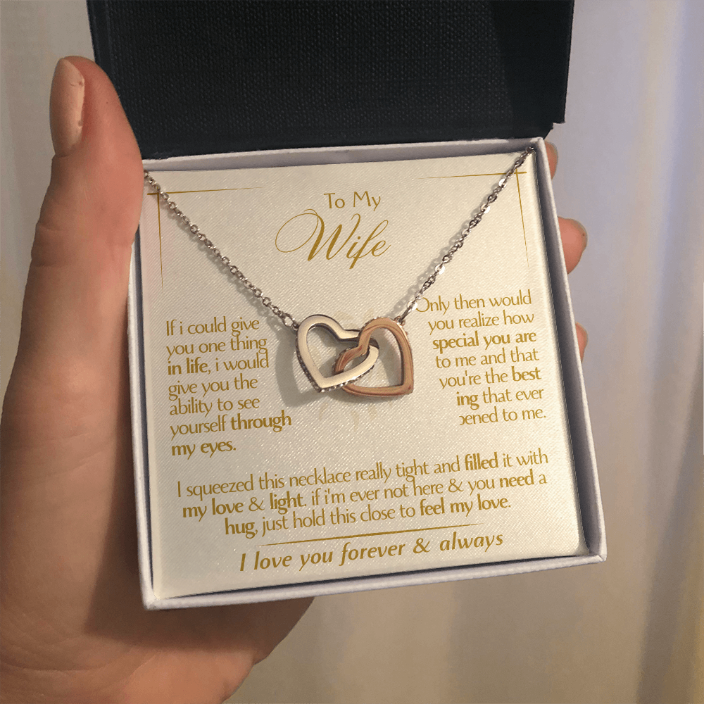 To My Wife - Beautiful Gift Set - Interlocking Hearts Necklace - WIH001