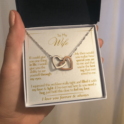To My Wife - Beautiful Gift Set - Interlocking Hearts Necklace - WIH001
