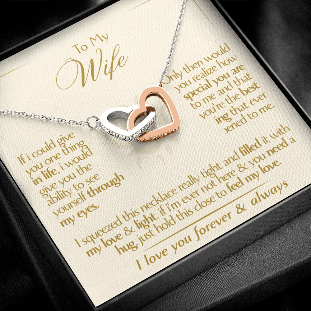 To My Wife - Beautiful Gift Set - Interlocking Hearts Necklace - WIH001