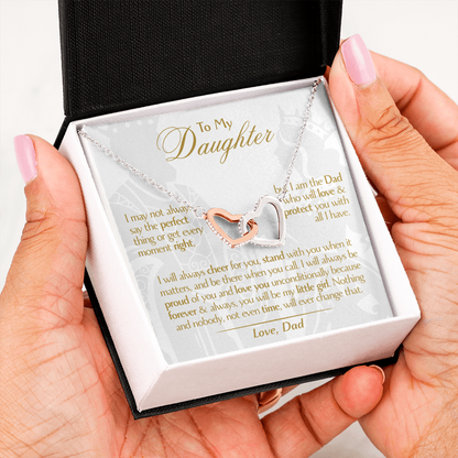 To My Daughter - Love Dad - Beautiful Gift Set - Interlocking Hearts Necklace - DIH001