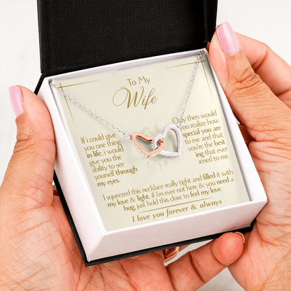 To My Wife - Beautiful Gift Set - Interlocking Hearts Necklace - WIH001