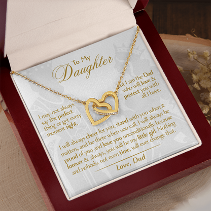 To My Daughter - Love Dad - Beautiful Gift Set - Interlocking Hearts Necklace - DIH001