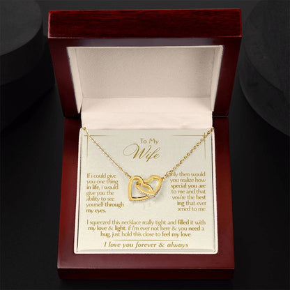 To My Wife - Beautiful Gift Set - Interlocking Hearts Necklace - WIH001