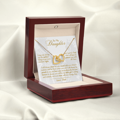To My Daughter - Love Dad - Beautiful Gift Set - Interlocking Hearts Necklace - DIH001