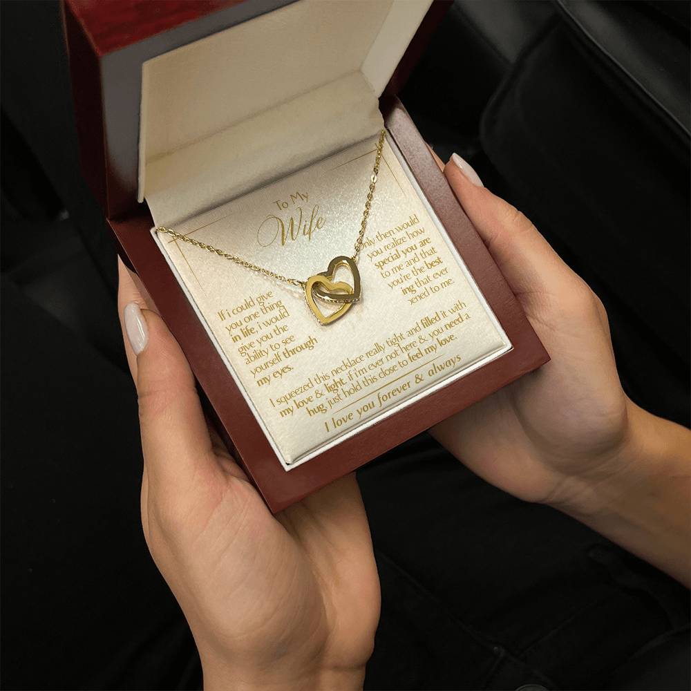 To My Wife - Beautiful Gift Set - Interlocking Hearts Necklace - WIH001