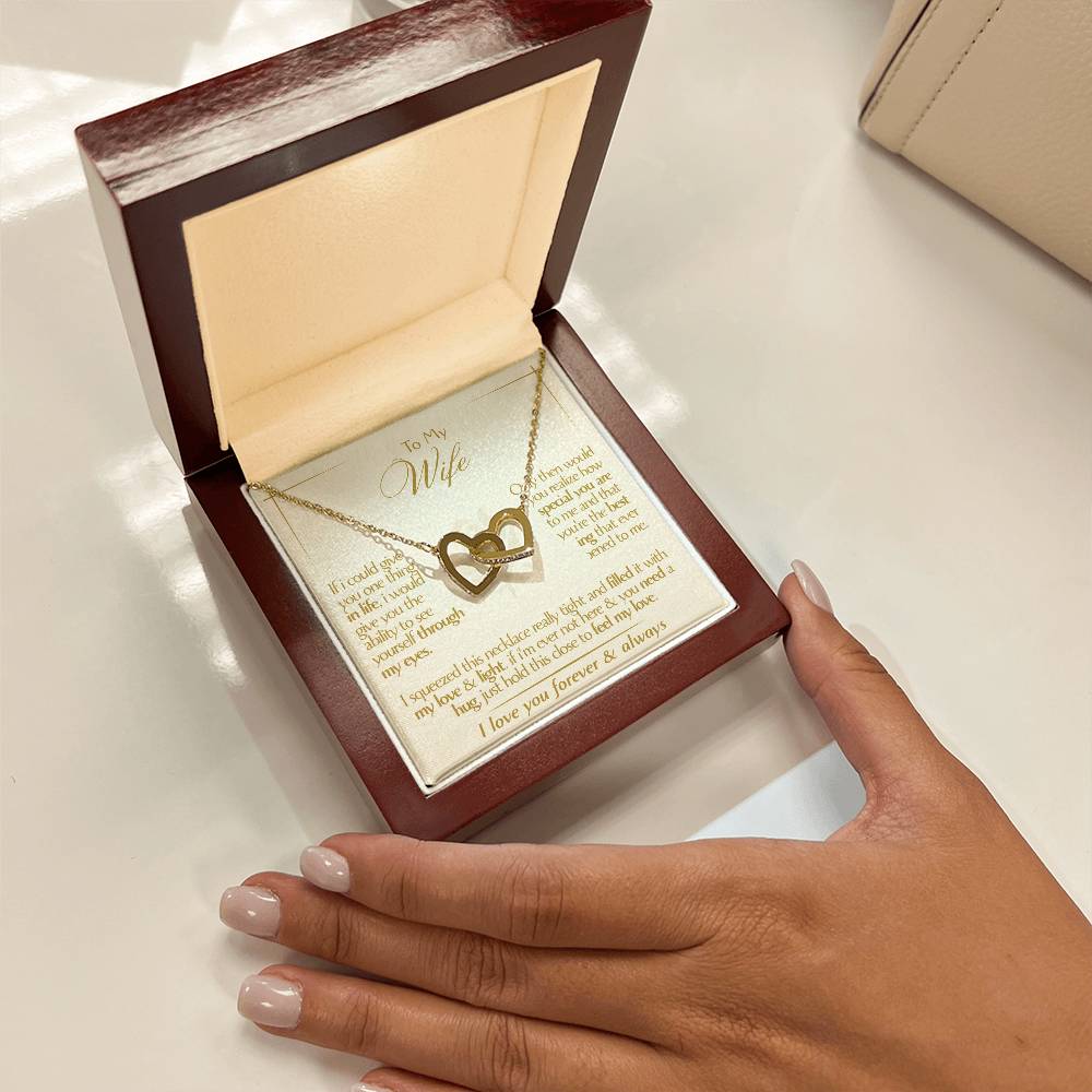 To My Wife - Beautiful Gift Set - Interlocking Hearts Necklace - WIH001