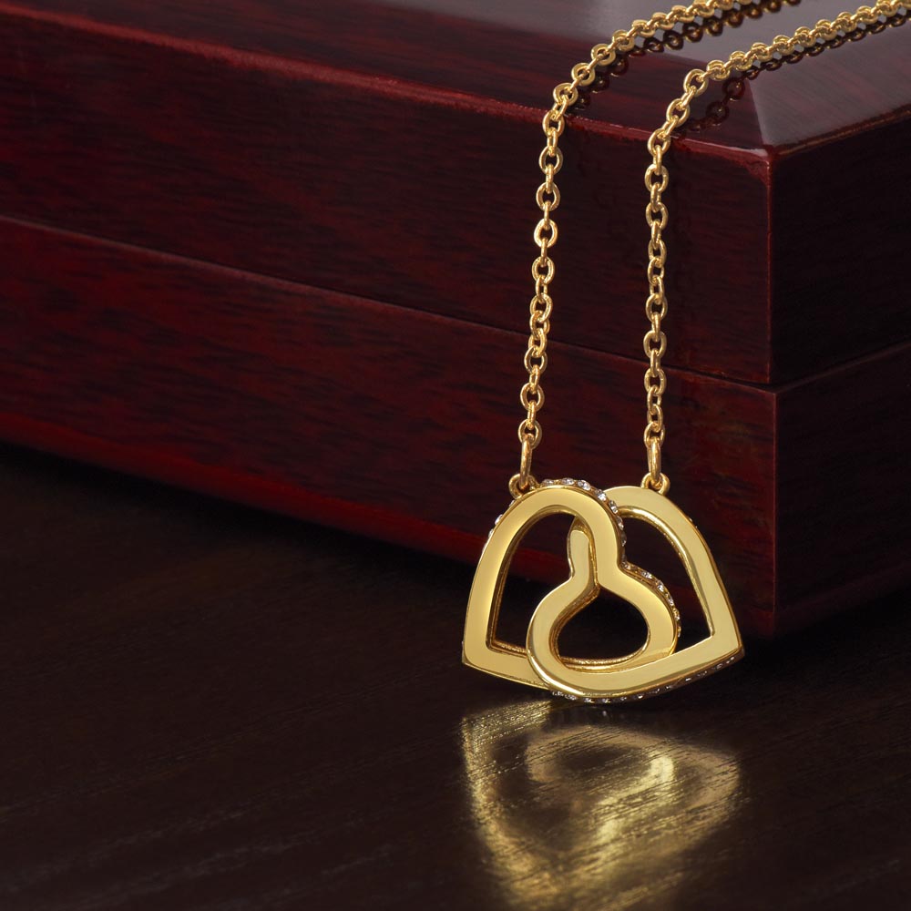 To My Daughter - Love Dad - Beautiful Gift Set - Interlocking Hearts Necklace - DIH001