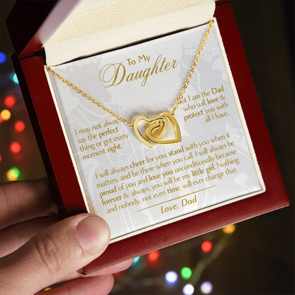 To My Daughter - Love Dad - Beautiful Gift Set - Interlocking Hearts Necklace - DIH001