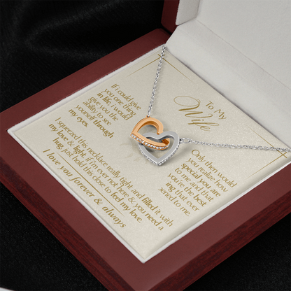 To My Wife - Beautiful Gift Set - Interlocking Hearts Necklace - WIH001