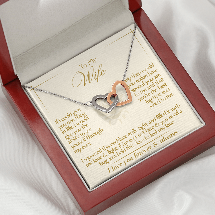 To My Wife - Beautiful Gift Set - Interlocking Hearts Necklace - WIH001