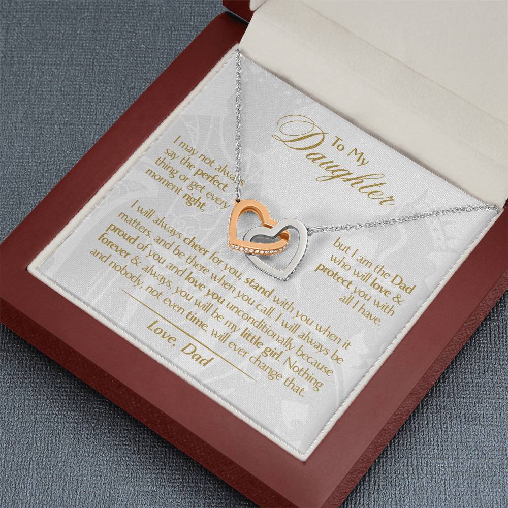 To My Daughter - Love Dad - Beautiful Gift Set - Interlocking Hearts Necklace - DIH001
