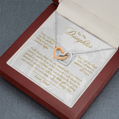 To My Daughter - Love Dad - Beautiful Gift Set - Interlocking Hearts Necklace - DIH001