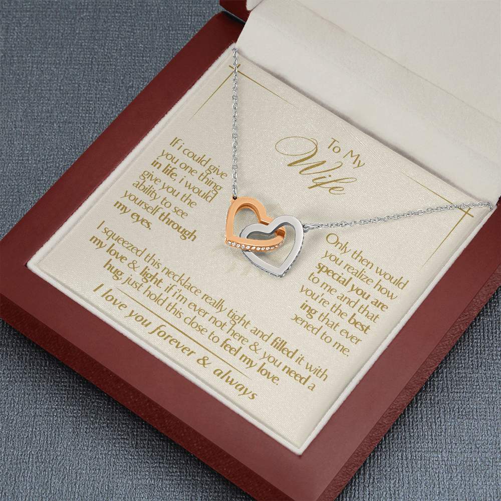 To My Wife - Beautiful Gift Set - Interlocking Hearts Necklace - WIH001
