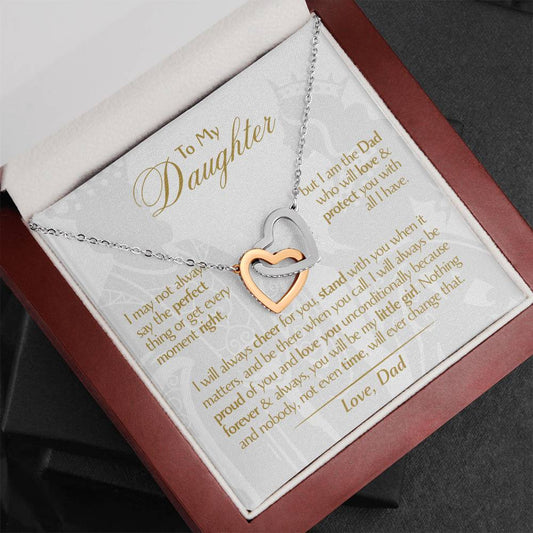 To My Daughter - Love Dad - Beautiful Gift Set - Interlocking Hearts Necklace - DIH001